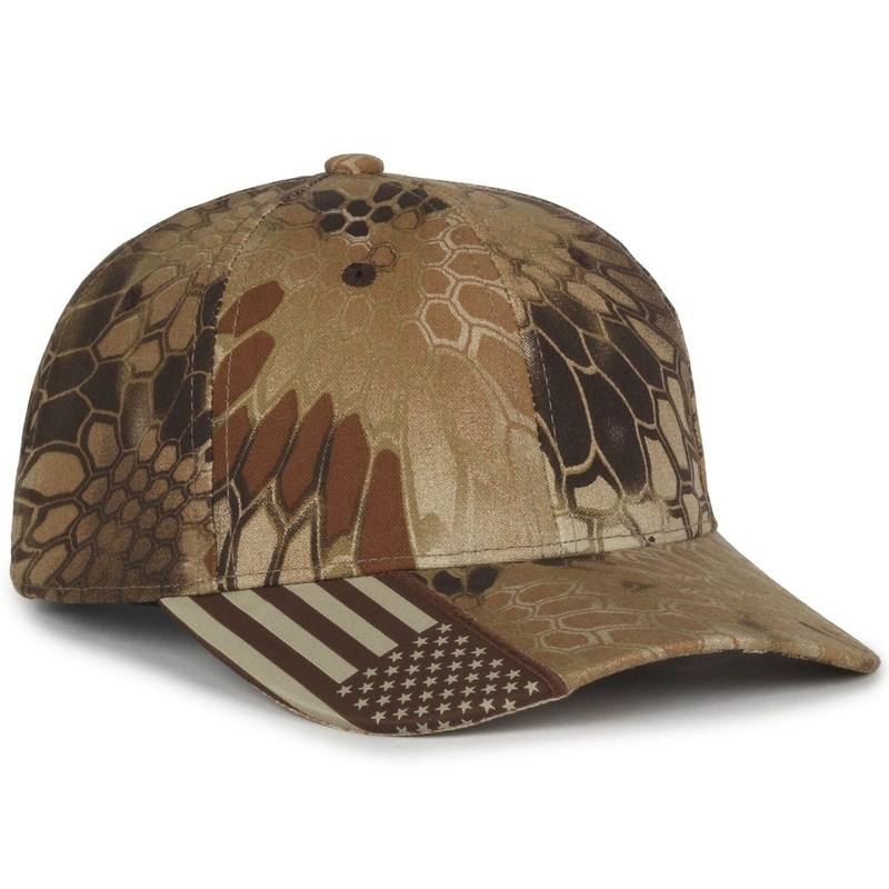 Outdoor Cap CWF305 – Camo Hat with Flag, Camouflage Cap – CWF305 Kryptek Highlander/AM