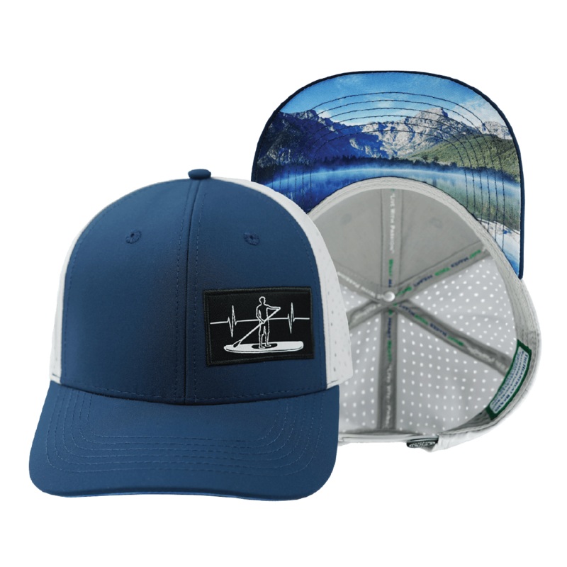 Paddle Board Hat – Baseball Hat Fit – Navy / Gray – Laser Mesh