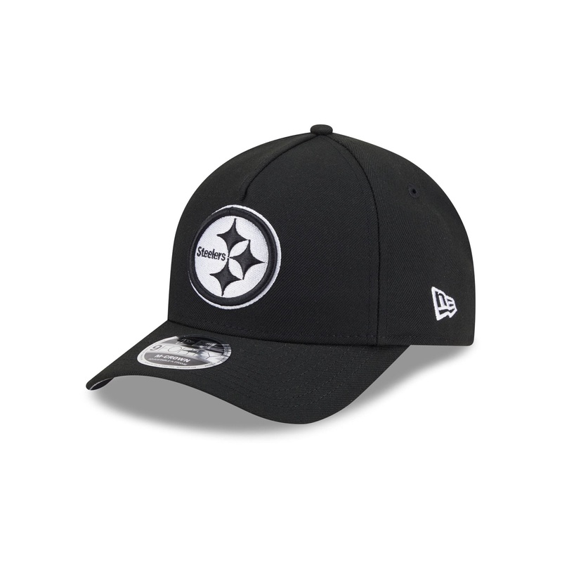Pittsburgh Steelers Black & White 9FORTY M-Crown A-Frame Snapback Hat One Size