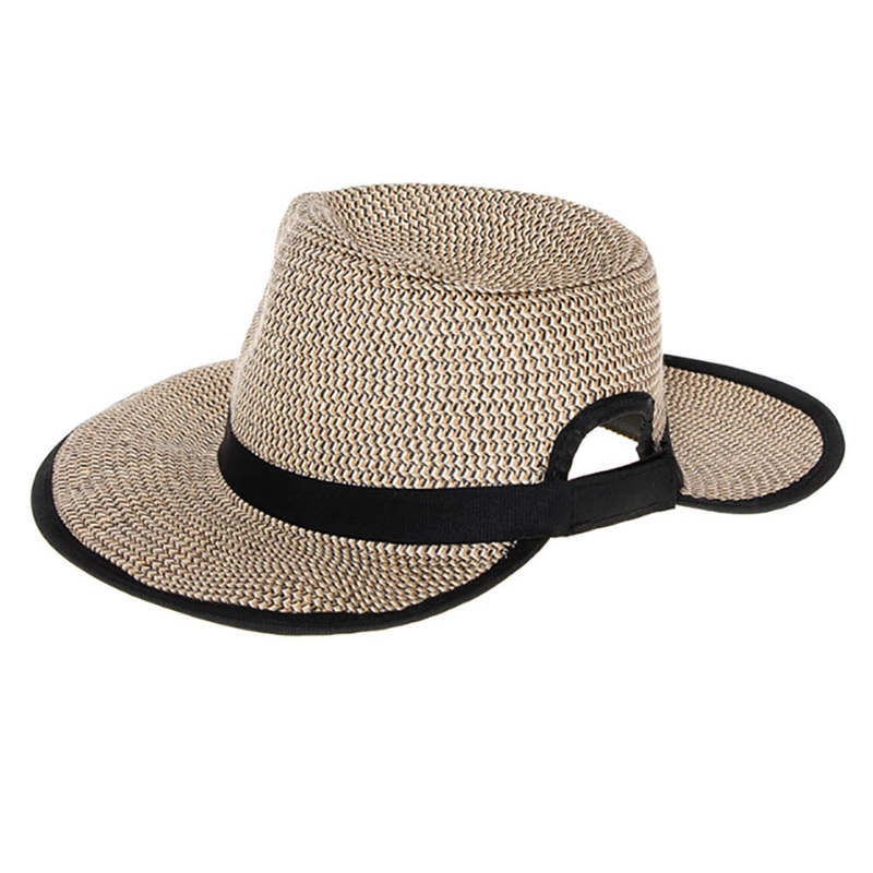 Ponytail Summer Fedora Hat – Boardwalk Style Black Tweed M/L (58 cm)