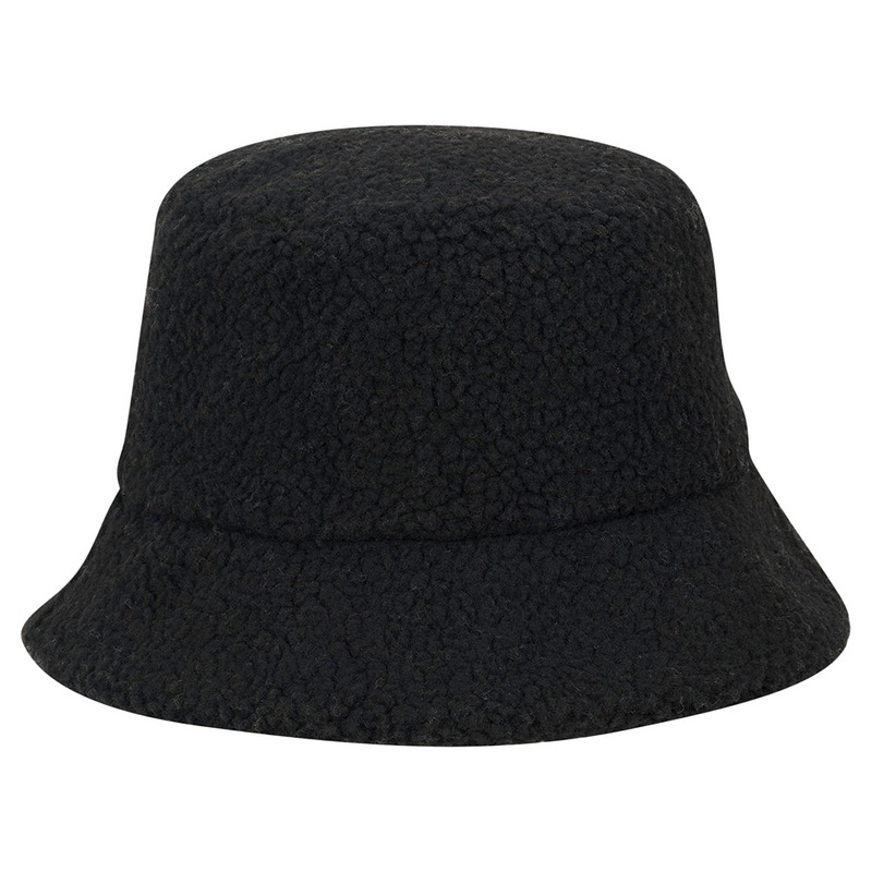 Scala Hats Kirsten Faux Sherpa Bucket Hat – Black 1-Size