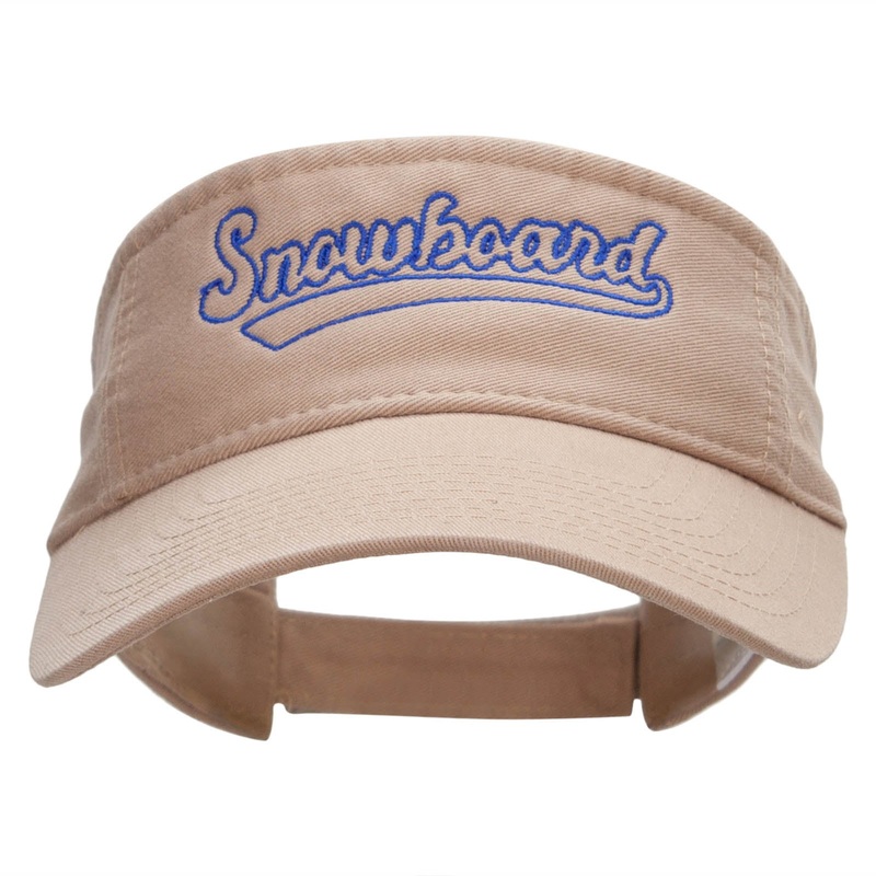 Snowboard Sports Embroidered Pro Style Cotton Twill Washed Visor Khaki One Size