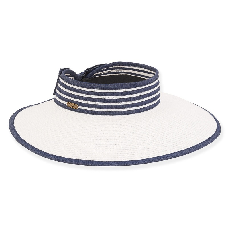 Striped Band Wrap Around Visor Hat – Sun ‘N’ Sand Hats White