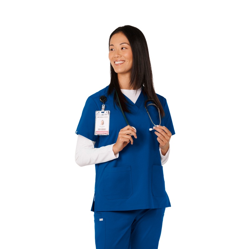 Vel Harmony Ladies 2-Pocket V-Neck Scrub Top VT701 Black XXS