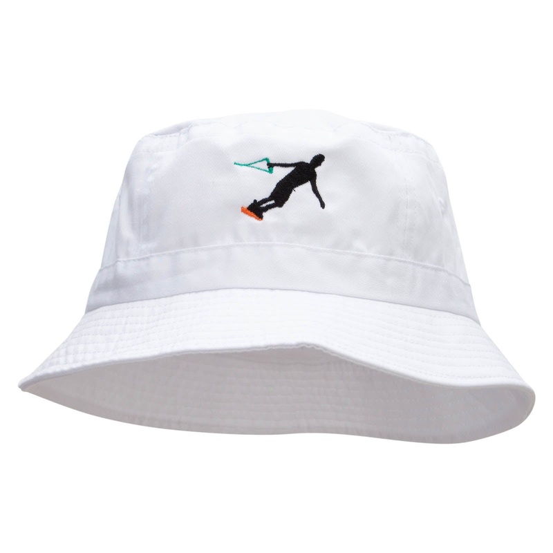 Wakeboarding Embroidered Pigment Dyed Bucket Hat White One Size