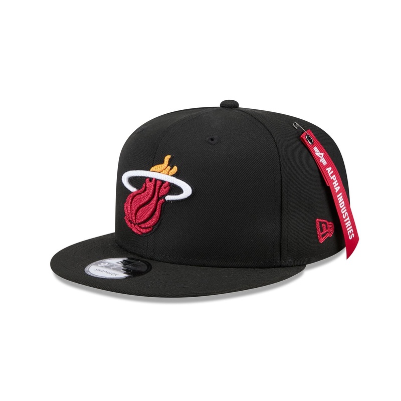 Alpha Industries x Miami Heat Black 9FIFTY Snapback Hat One Size