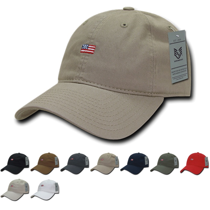 America USA Small Flag Dad Hats – A03 Black