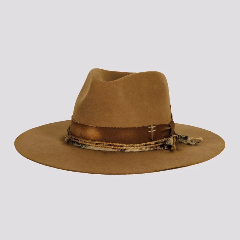 Axel | Mens Wool Felt Outback Fedora Hat Mocha S/M