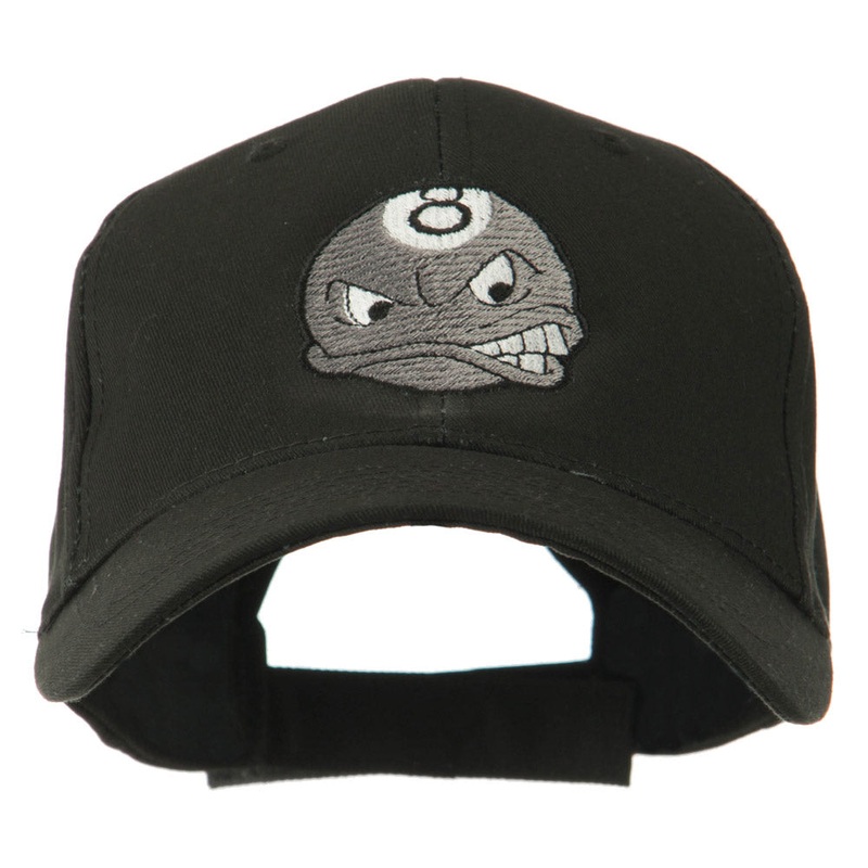 Billiard 8 Ball Face Embroidery Cap Black One Size