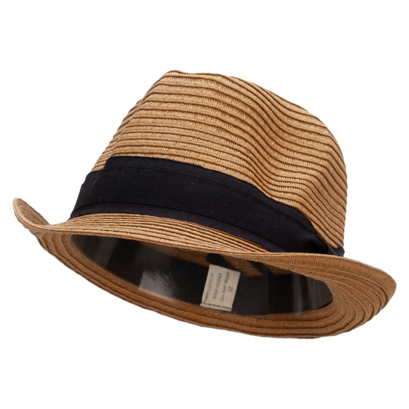 Boy’s Paper Woven Stripeband Fedora Brown One Size