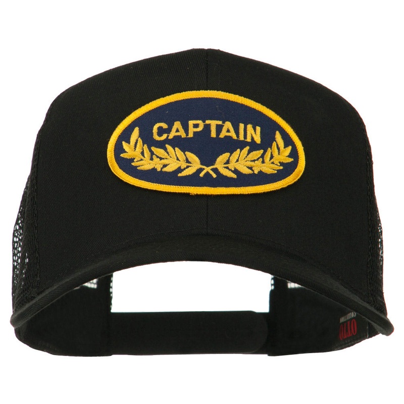 Captain Oak Leaf Military Patched Mesh Back Cap Black One Size