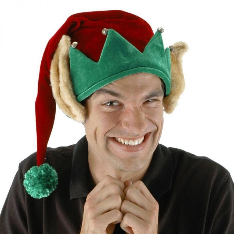 Elf Ears Stocking Hat RED/GREEN ONE SIZE FITS MOST