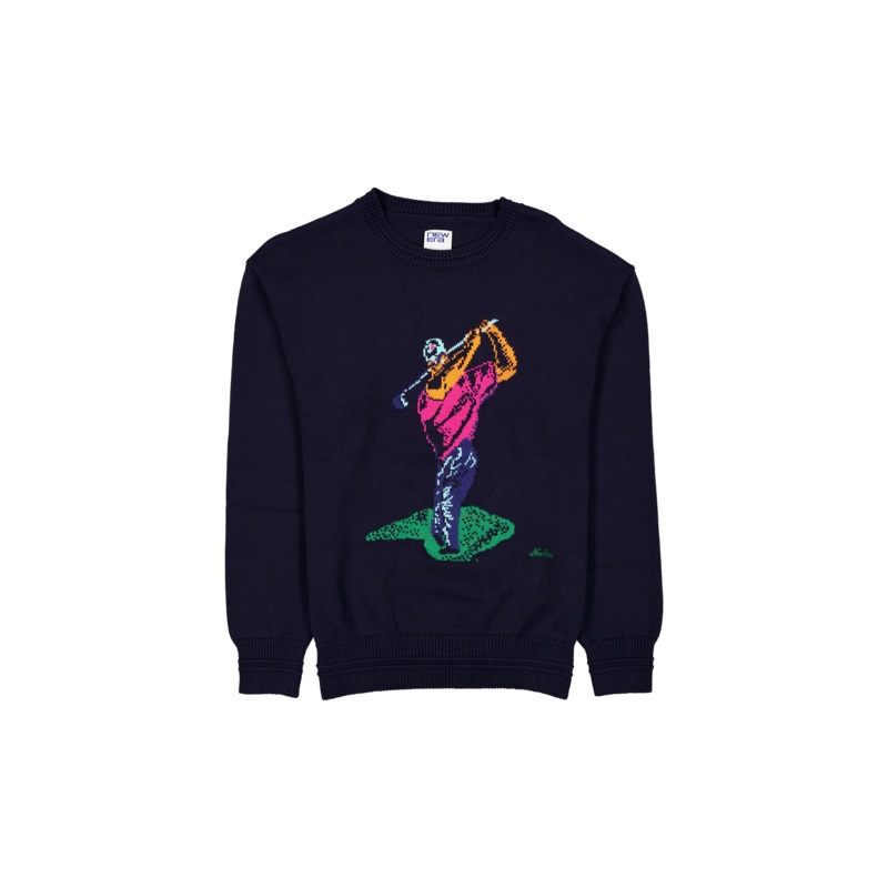 New Era Branded Navy Jacquard Golf Sweater S