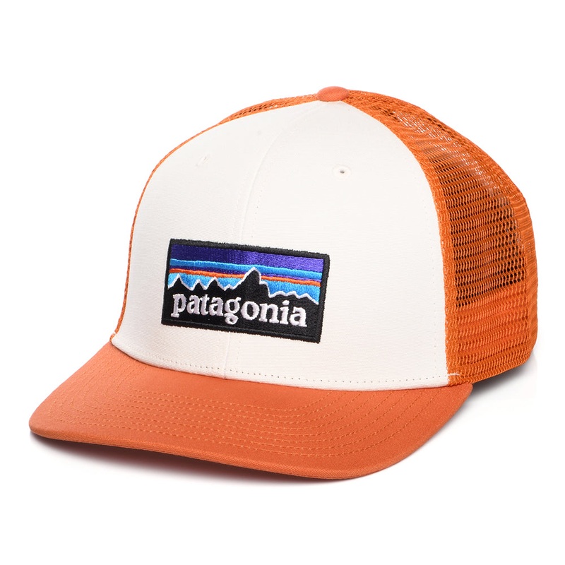 Patagonia Hats P-6 Logo Organic Cotton Trucker Cap – White-Rust Adjustable