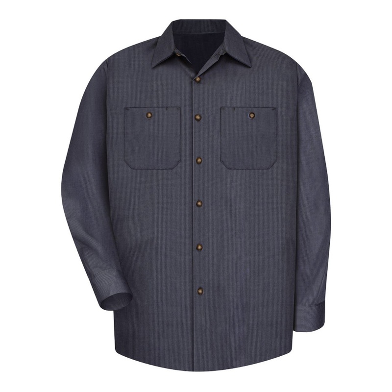 Red Kap SP14 Industrial Long Sleeve Work Shirt – Blue/Charcoal Microcheck Blue/Charcoal Microcheck S