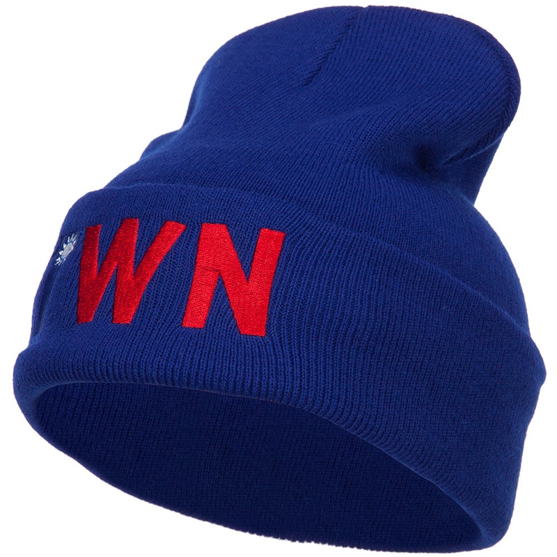 Taiwan TWN Flag Embroidered Long Beanie Royal One Size