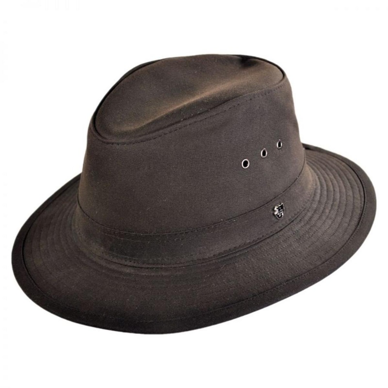 The Milford Wax Cotton Fedora Hat BROWN S