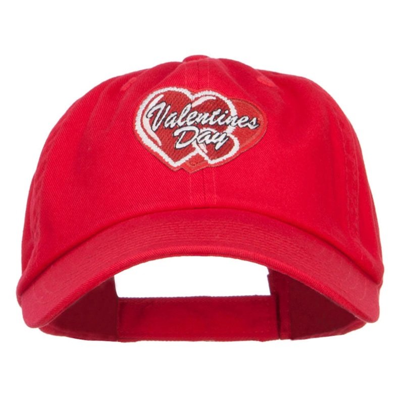 Valentine’s Day Double Hearts Patched Low Cap Red One Size