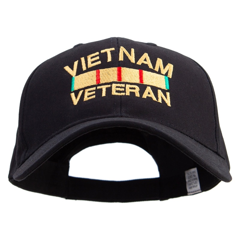 Vietnam Veteran Embroidered Big Size High Profile Twill Cap Black XL-3XL