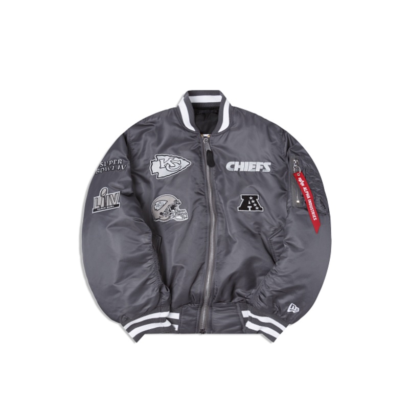 Alpha Industries X Kansas City Chiefs Gray MA-1 Bomber Jacket S