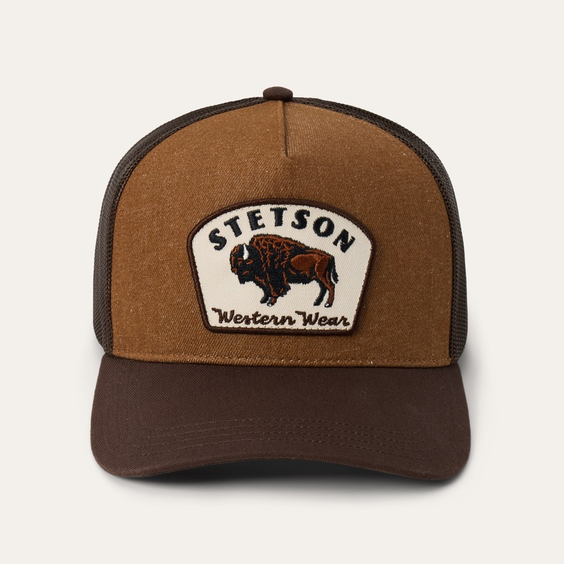 Bison Patch Trucker Hat Brown O/S