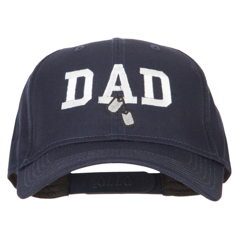 Dad with Military Dog Tags Embroidered Solid Cotton Pro Style Cap Navy One Size