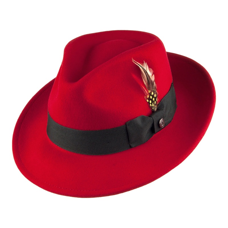 Jaxon & James Pachuco Crushable C-Crown Fedora Red Wholesale Pack Prepack