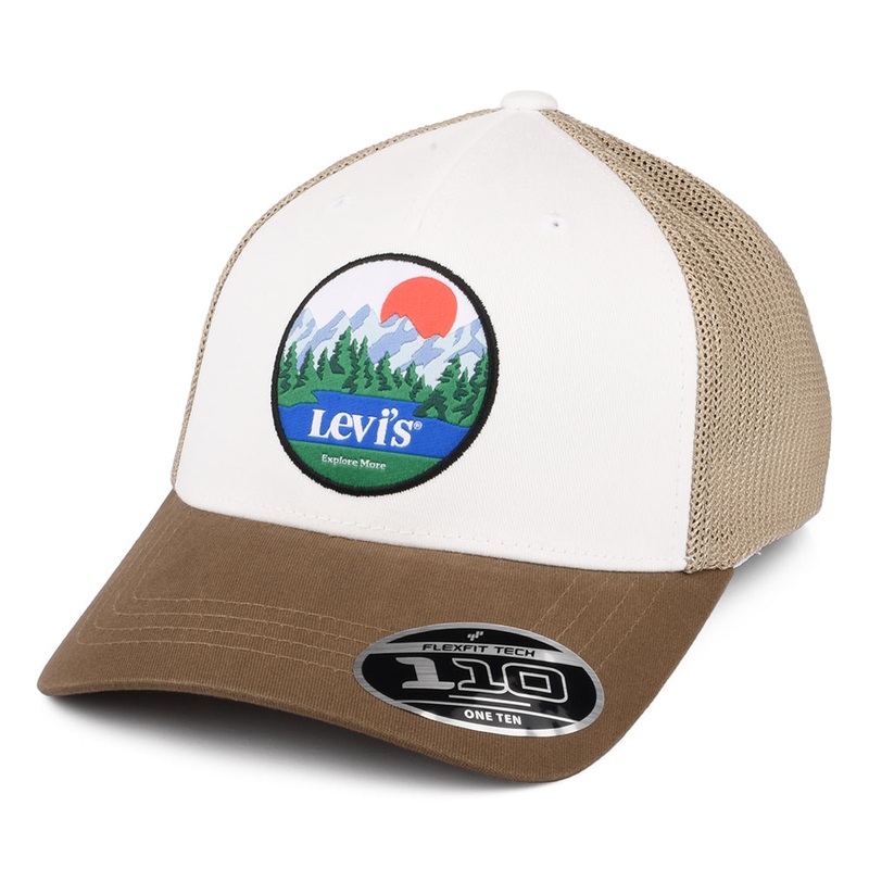 Levi’s Hats Graphic Flexfit Trucker Cap With Blank Tab – Brown-White Adjustable