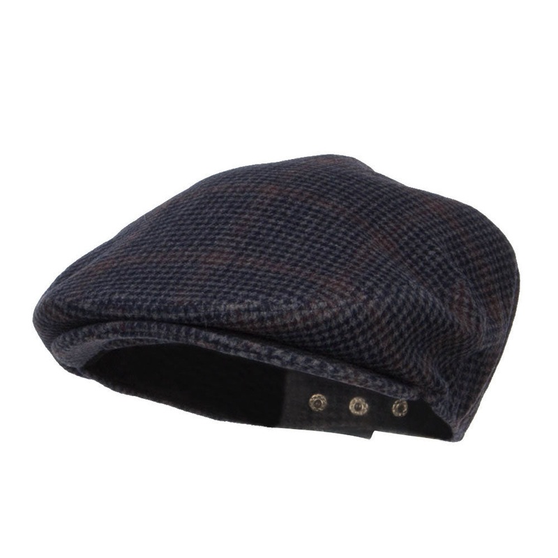 Men’s Checkered Wool Blend Ivy Hat Navy One Size