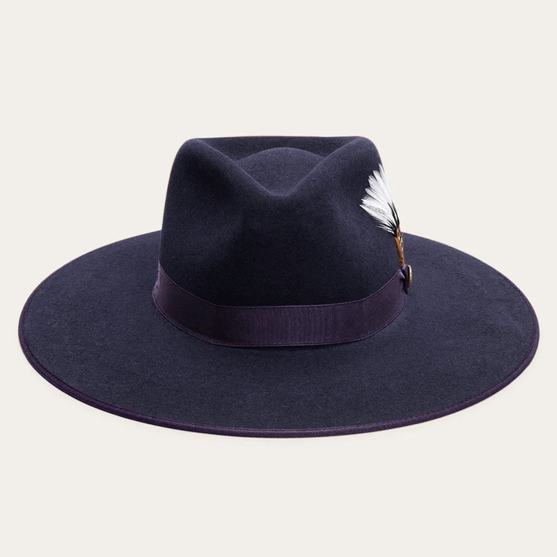 Midtown Wide Flat Brim Hat Navy S
