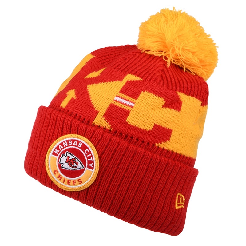 New Era Kansas City Chiefs Bobble Hat – NFL On Field Sport Knit – Red-Gold 1-Size