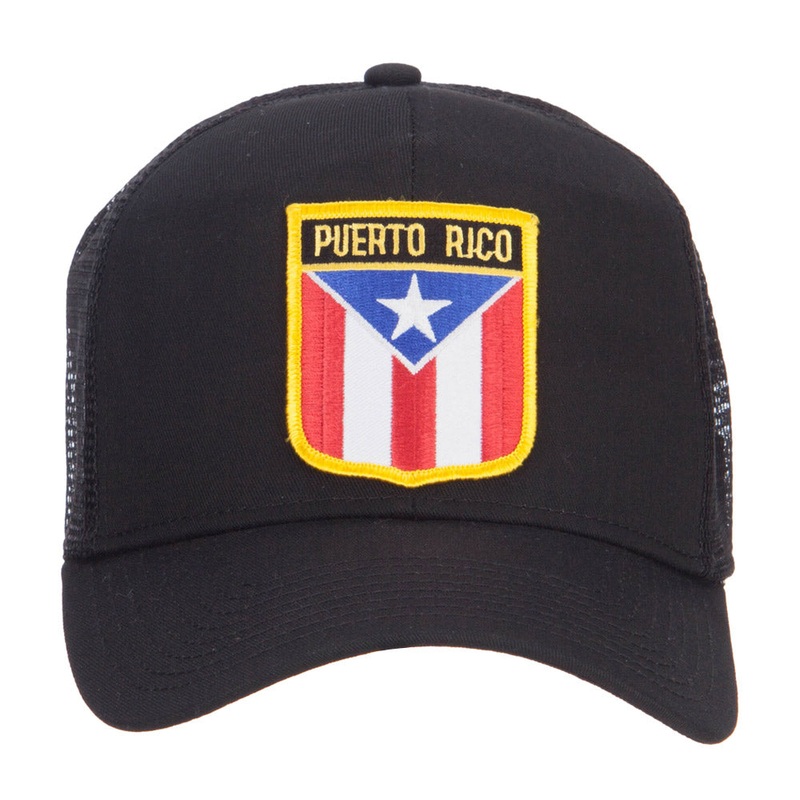 Puerto Rico Flag Patched Mesh Cap Black One Size
