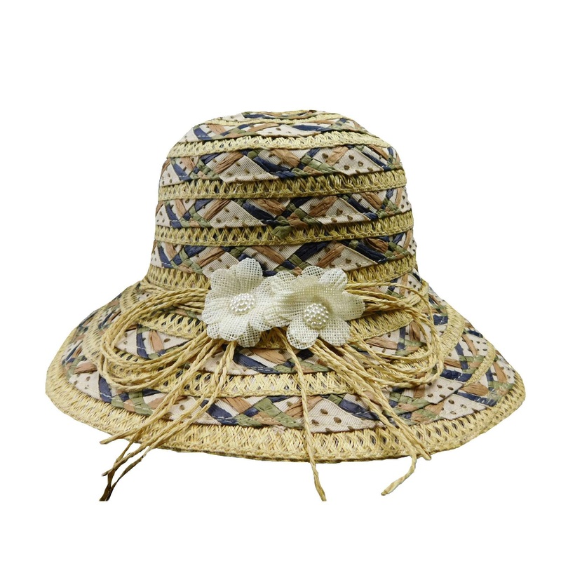 Ribbon and Straw Summer Bucket Hat