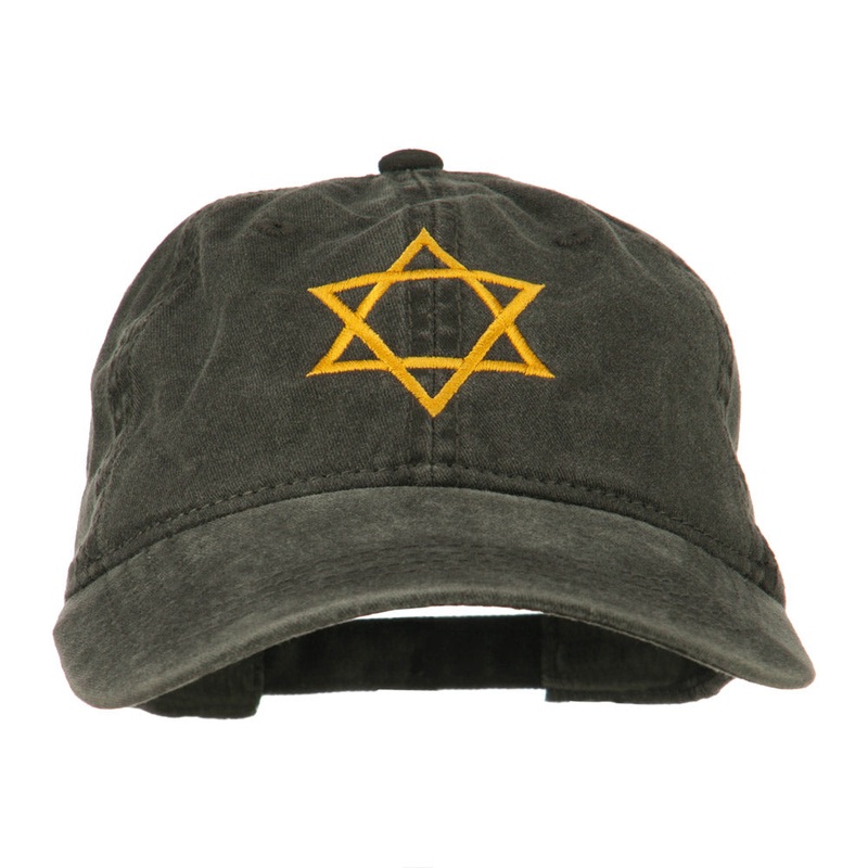 Star of David Embroidered Washed Dyed Cap Black One Size