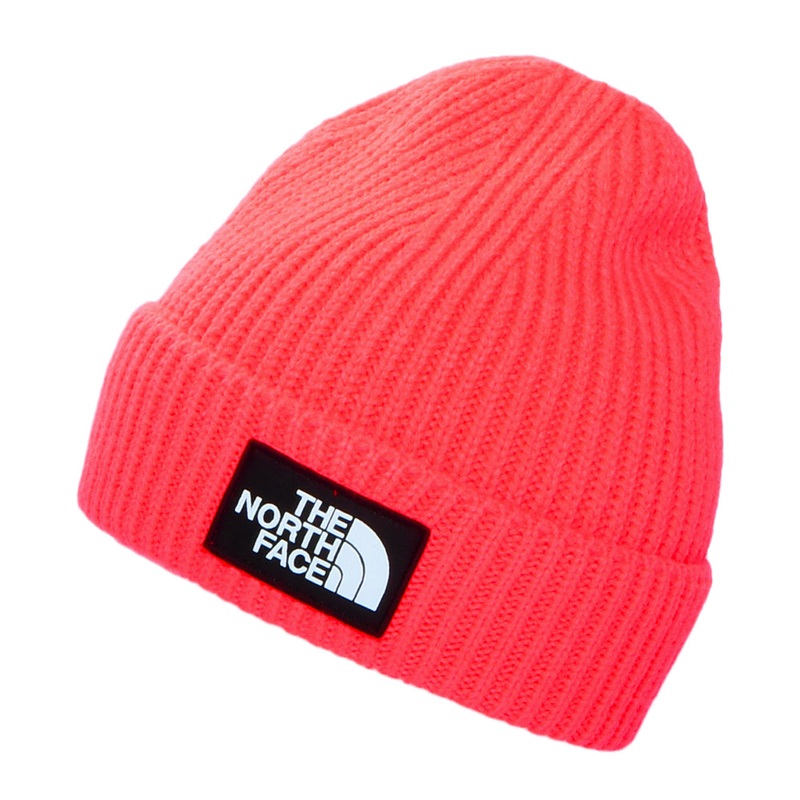 The North Face Hats Kids TNF Box Logo Cuffed Beanie Hat – Neon Pink Kids – 1-Size