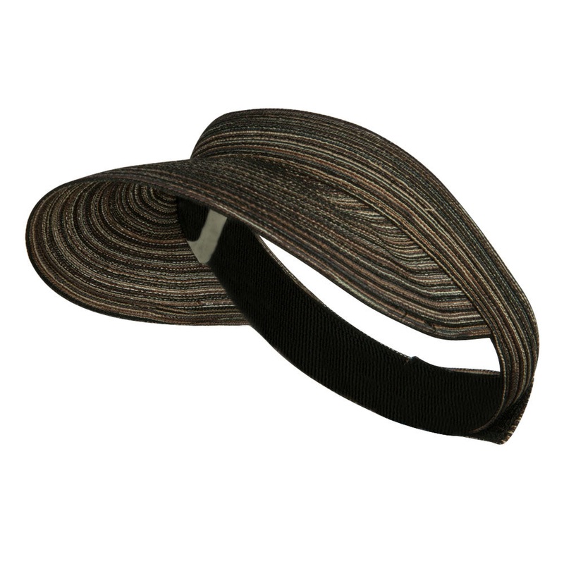 UPF 40+ Multi Colored Poly Braid Sun Visor Black One Size