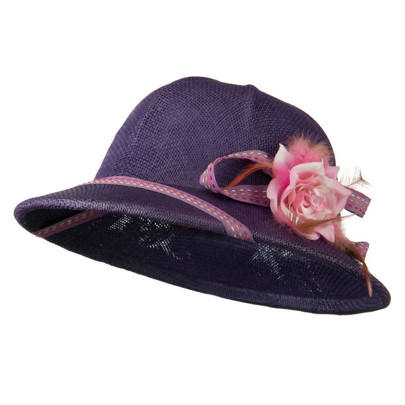 UPF 50+ Pith Helmet Twisted Toyo with Flower Ribbon Tweed One Size
