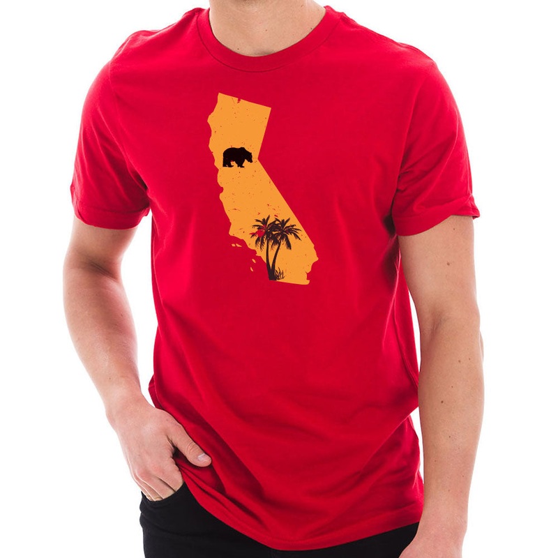 Vintage California Bear Graphic Design Short Sleeve Cotton Jersey T-Shirt Red XS