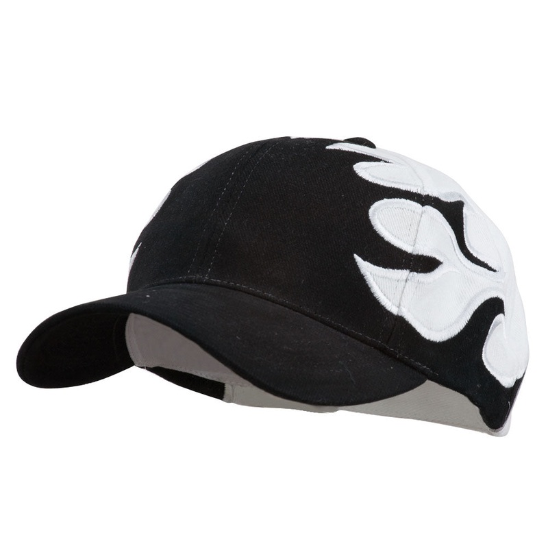 Vintage Flame Design Cotton Cap Black White One Size