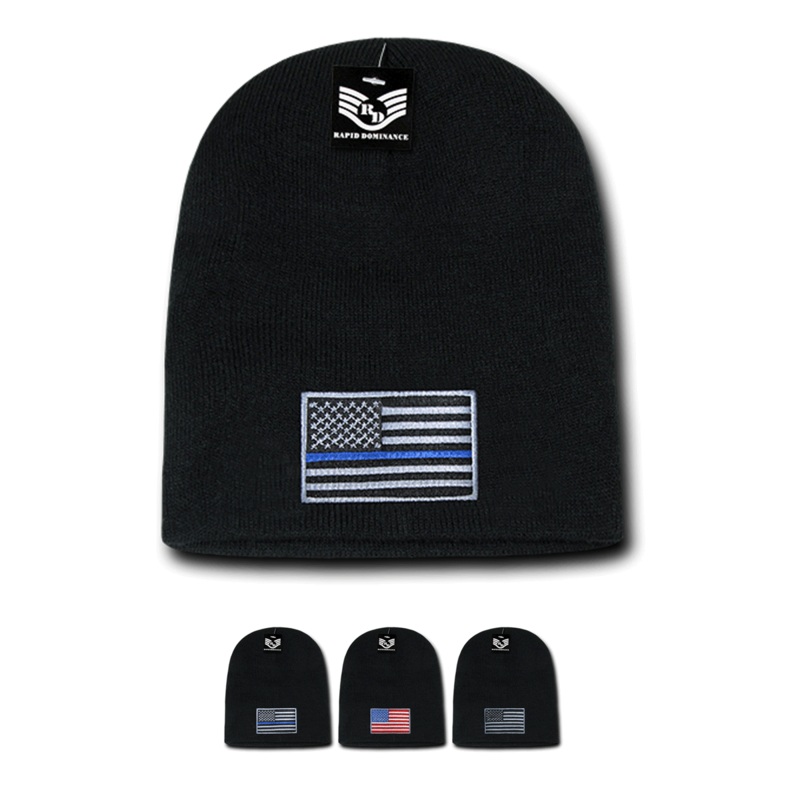 America USA Flag Knit Beanies (Cuffless) – R95 Black