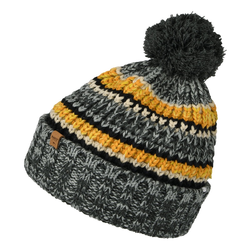 Barts Hats Goser Striped Recycled Bobble Hat – Dark Grey Heather 1-Size