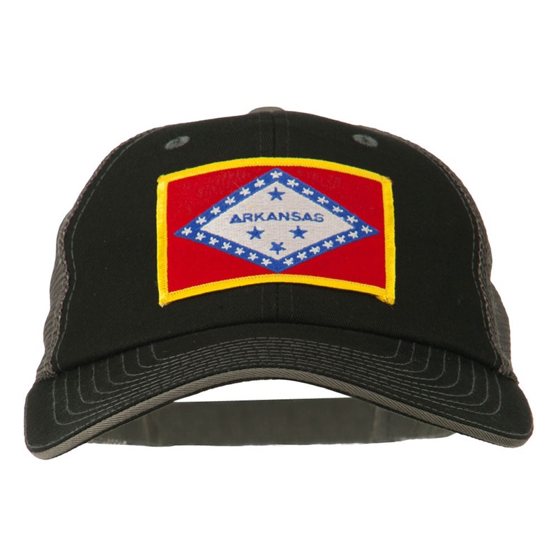 Big Mesh Arkansas Patch Cap Black Grey XL-3XL