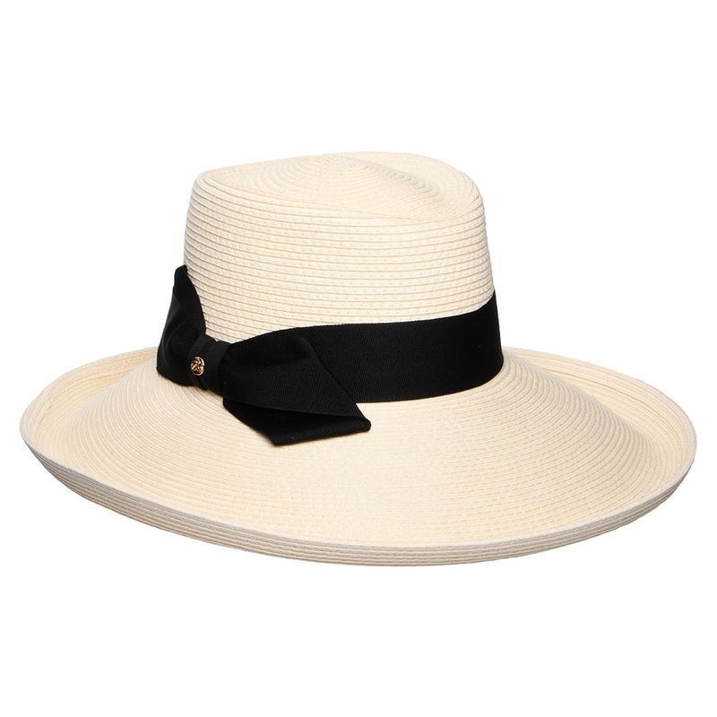 Failsworth Hats Sissinghurst Straw Sun Hat with Bow – Ivory 1-Size