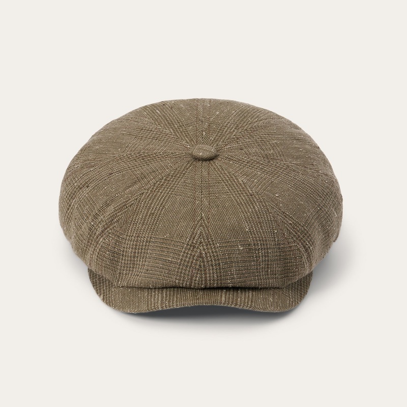 Glen Check Linen/Silk Hatteras Cap Olive Check S