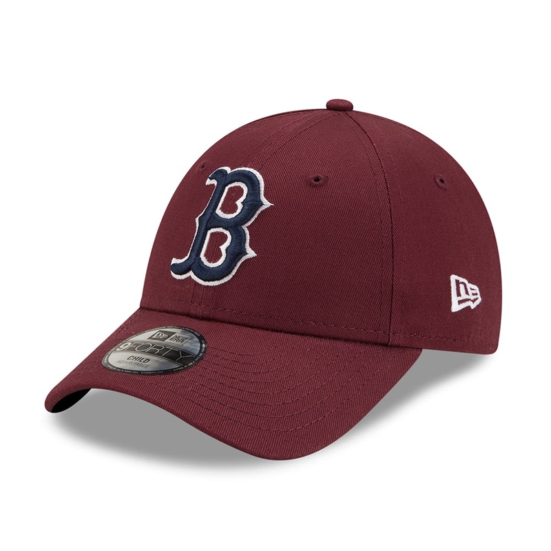 New Era Kids 9FORTY Boston Red Sox Baseball Cap – MLB League Essential – Maroon-Navy CHILD ADJ.