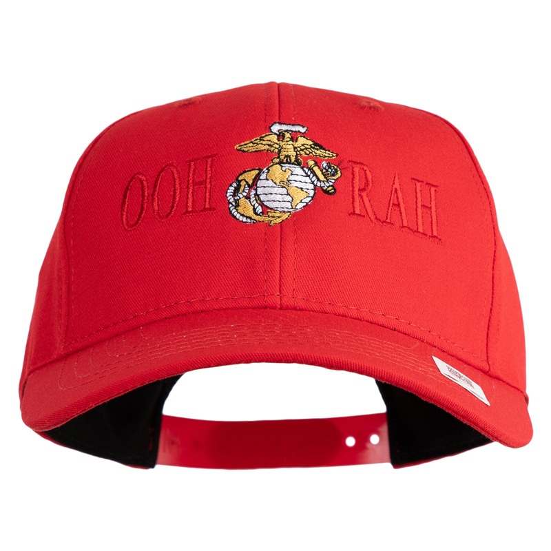 Ooh Rah Logo Embroidered 6 Panel Structured Cotton Twill Cap Made in USA Red One Size