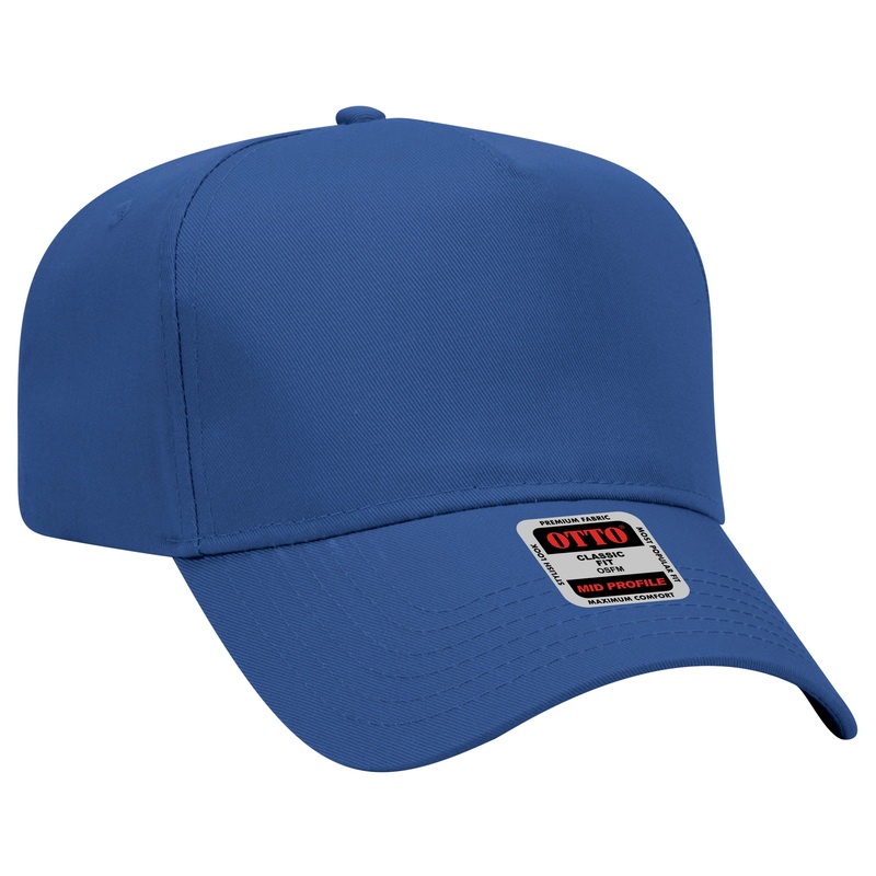 Otto Cap 31-069 Youth Size 5 Panel Mid Profile Baseball Cap Royal