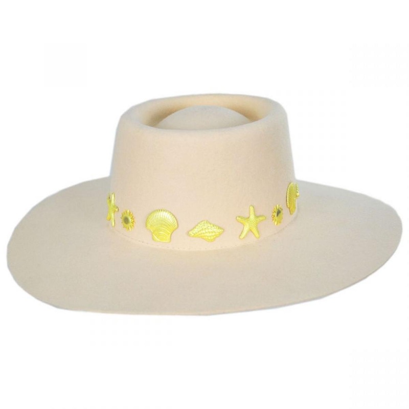 Seaside Wool Felt Boater Hat IVORY S