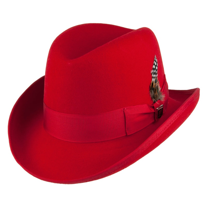 Stacy Adams Hats Wool Felt Homburg – Red S