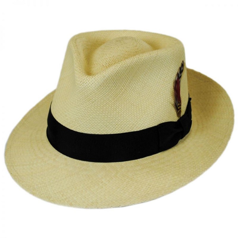 Stain Repellent Panama Straw C-Crown Fedora Hat NATURAL S